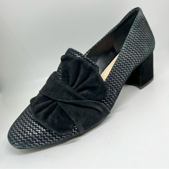 Alex Marie Elegant Black Bow Leather Women's Shoes Low Heels Size 8 1/2 - Picture 1 of 7